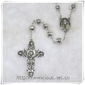 Rose Zinc Alloy Beads with Jesus Cross with Rosary Fashion Chain Beads Necklace Rosaries Design (IO-cr366)